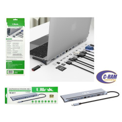 Adaptador Hub USB C a 12 en 1 Aluminio Ulink