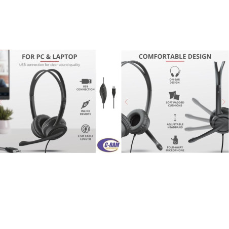 Audífono Mauro Conexión Usb Pc Laptop 2 5 Mt Trust