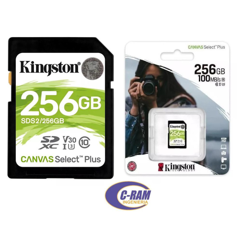 SD Canvas Select Plus 256GB 100mb/s Kingston