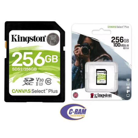 SD Canvas Select Plus 256GB 100mb/s Kingston