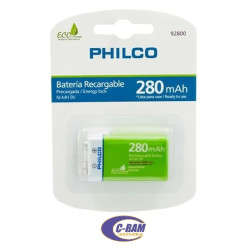 1 Pilas Recargable Precargada 9V 280mAh Philco