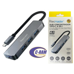 Hub Concentrador USB-C a 4 USB-A 3 0 Tecmaster