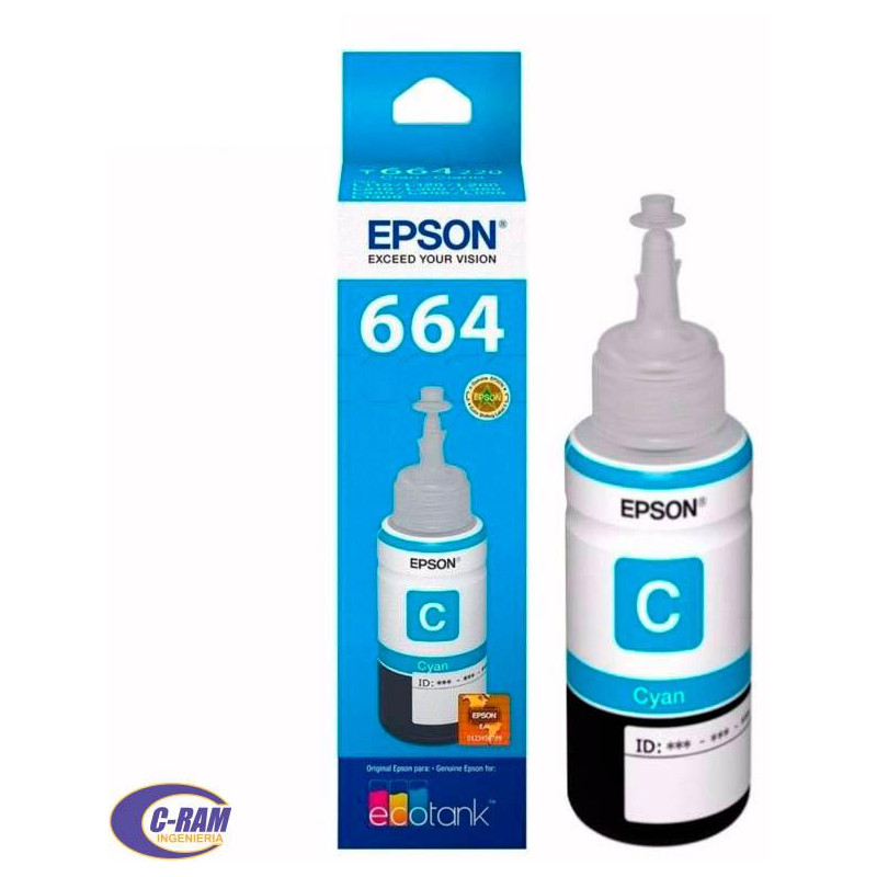 Botella de Tinta T664 Cyan 70Ml EPSON Original