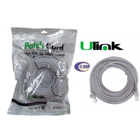 Cable Patch Cat6 Certificado 20 mts Gris Ulink 