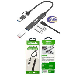 Adaptador Hub  USB-A y USB-C A 3xUSB-C 1xUSB-A 3 0