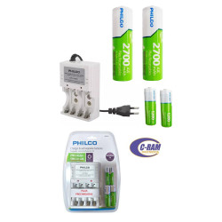Cargador Para AA/AAA Bateria 9V Con Pilas 2AA-2AAA