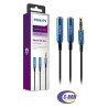 Cable Audio 3 5mm Macho a 2 Salidas 3 5mm Hembra 