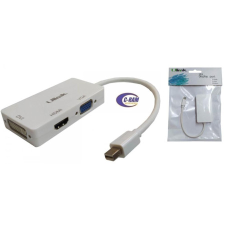 Adaptador Mini Display Port Macho a HDMI/VGA/DVI 