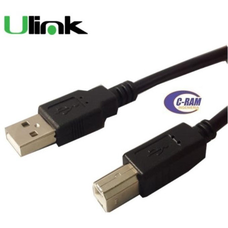 Cable USB 2 0 A-B para impresora 1 8 mts Ulink