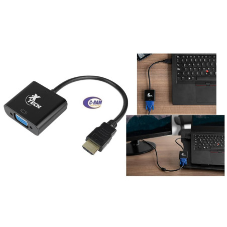 Adaptador de Vídeo HDMI Macho a VGA Hembra XTECH 