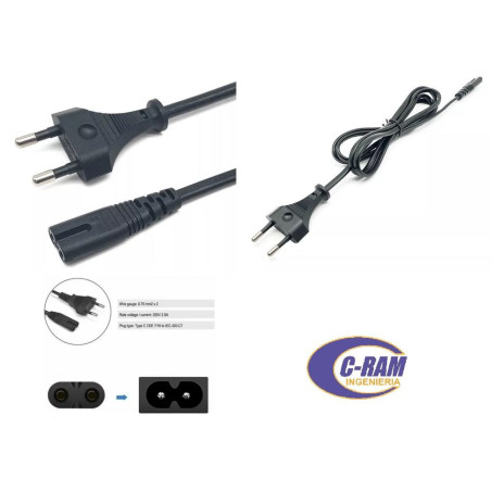 Cable de Poder Tipo Ocho 8  Macho-Hembra 1 5mts