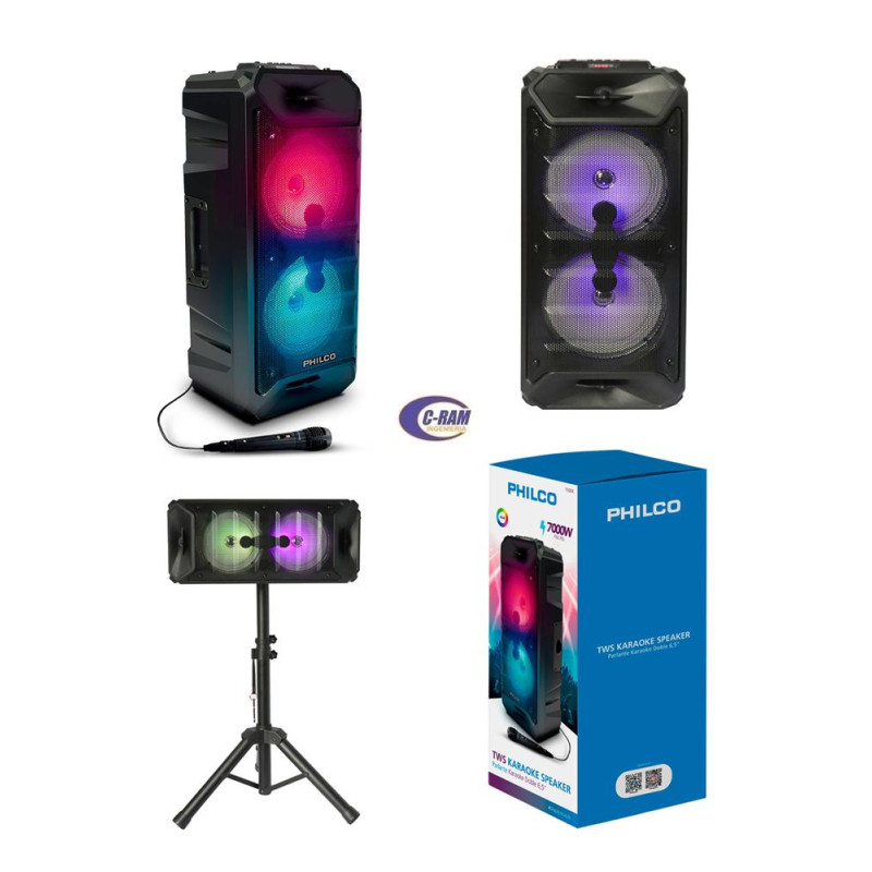 Parlante Karaoke Bt Doble 6 5 Pulgada 760Bk Philco