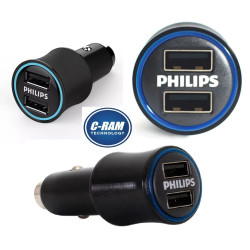 Cargador de Automóvil Doble USB 12V  3 1A Philips 