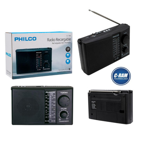 Radio 4 Bandas Recargable IC-18R USB SD Philco 