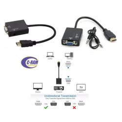 Conversor HDMI Macho a VGA Hembra  Cable 22 cm 