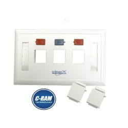 Face Plate Horizontal de 1-2-3 Puestos Blanco 