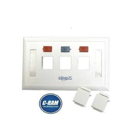 Face Plate Horizontal de 1-2-3 Puestos Blanco 