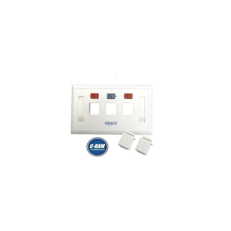 Face Plate Horizontal de 1-2-3 Puestos Blanco 