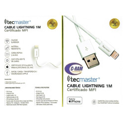 Cable Lightning para Iphone 7/8/9/X  1Mt Tecmaster