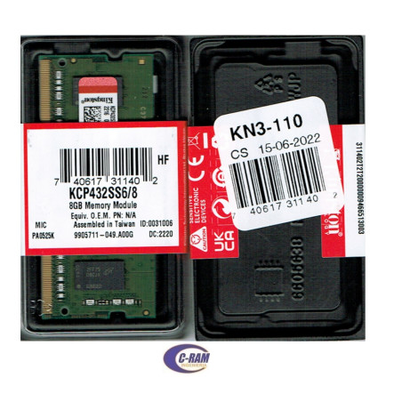 Memoria 8GB DDR4 3200 MHZ 1 2V para Notebook