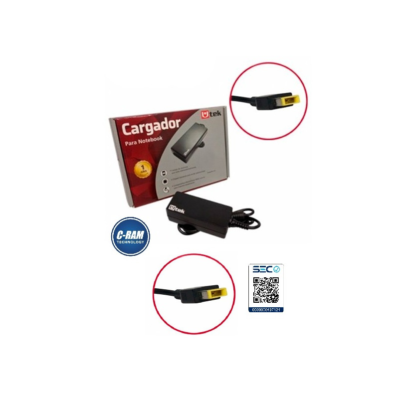Cargador Lenovo 20V  3 25A  Pin Rectangular Utek