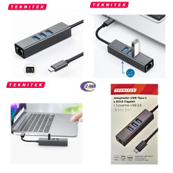 Hub USB Tipo C a 3 Puertos USB 3 0   RJ45 Gigabit