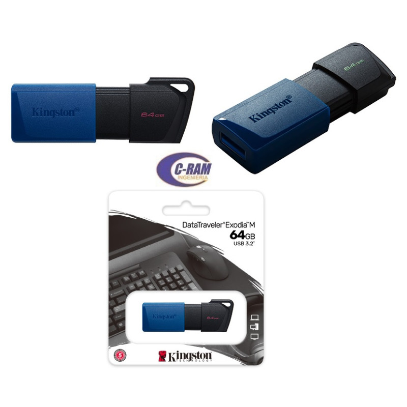 Pendrive de 64GB  USB 3 2 DataTraveler Exodia M