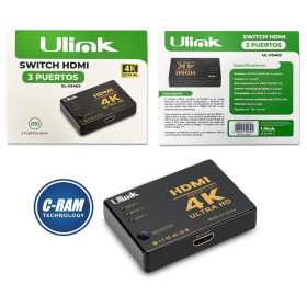 Switch Video HDMI 3In  1 Out 3x1 V1 2 1080P 4K 