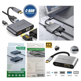 Adaptador Hub USB C a 4 en 1 Ulink