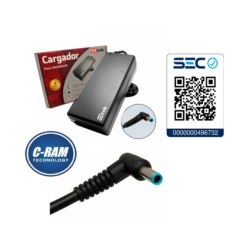 Cargador HP 19 5V 3 33A 4 5x3 0mm Pin Azul Utek