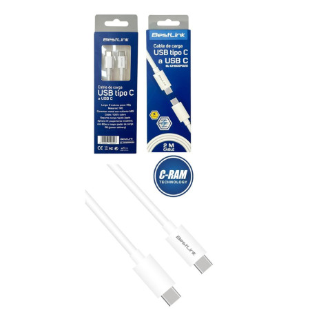 Cable Carga Rapida y Datos USB-C a USB-C 2Mts 60W