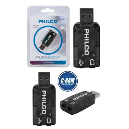 Adaptador USB De Sonido Audifono Microfono Philco 