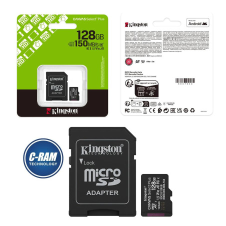 MicroSD 128GB Kingston Canvas Select Plus A1 150MB