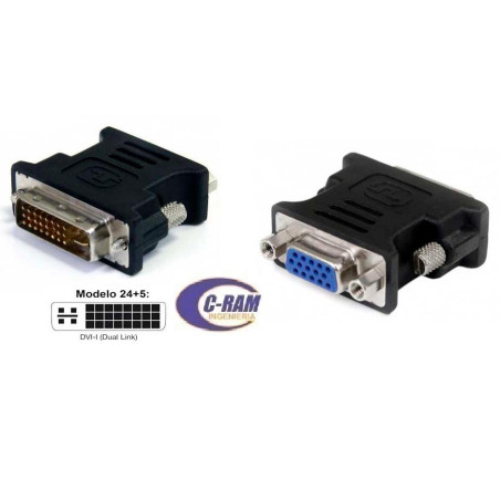Adaptador de video DVI-I macho 24 5 a VGA Hembra