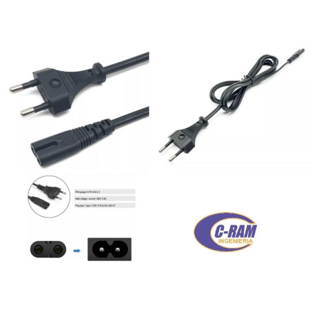 Cable de Poder Tipo Ocho 8  Macho-Hembra 1 5mts