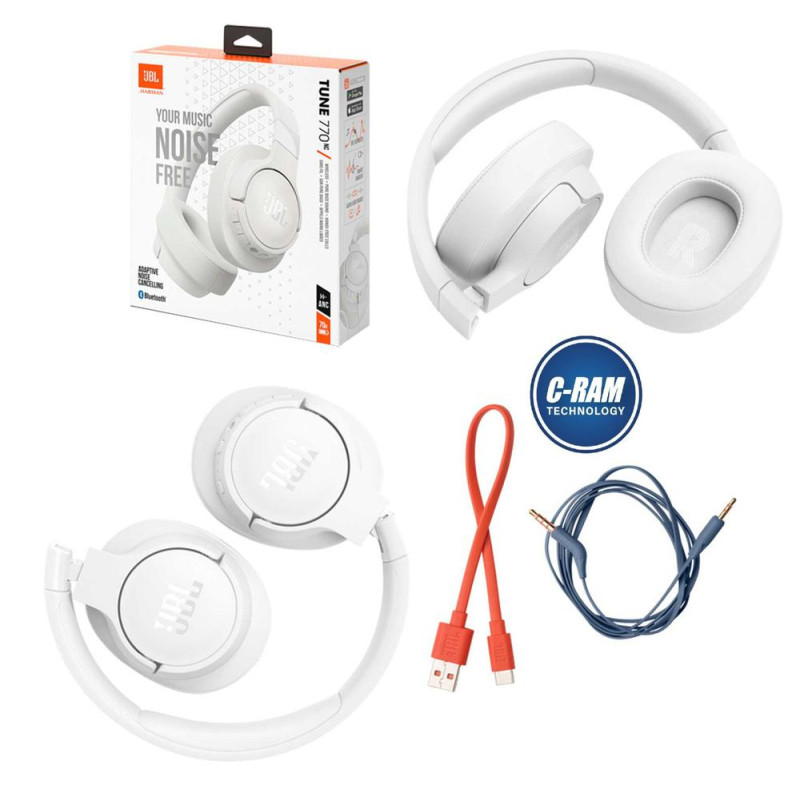 Audífonos BT 5 3 JBL Tune 770NC On-Ear ANC Blanco