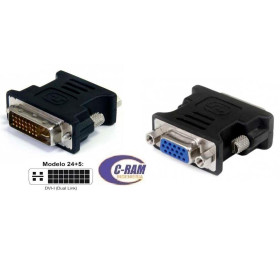 Adaptador de video DVI-I macho 24 5 a VGA Hembra