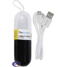 Cable Tipo C a USB A 1mt 2 1A Blanco Tecmaster