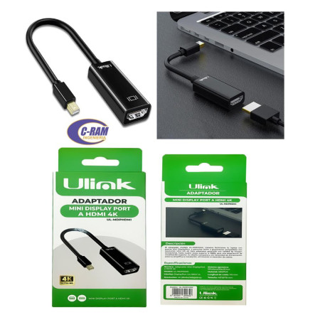 Conversor Mini Display Port a HDMI Negro Ulink 