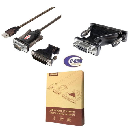 Conversor USB a RS232 DB9F - DB25M  Serial  UNITEK