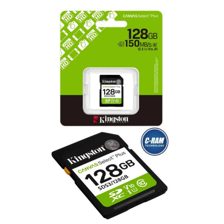 Memoria SD Kingston 128GB Canvas Select Plus 150MB