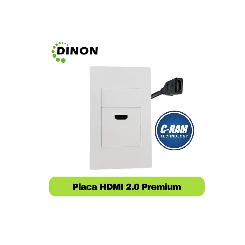 Placa Muro HDMI 2 0 Dinon Premium Extensión 20cm