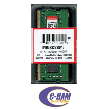 Memoria Ram DDR4  16GB 3200Mhz  Sodimm Kingston