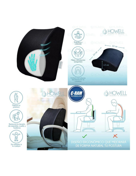 Cojín Lumbar Ortopédico Howell Espuma Viscoelástic