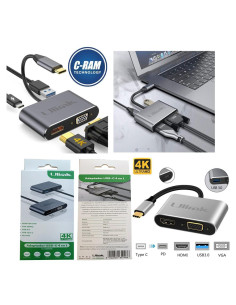 Adaptador Hub Multipuertos USB C a 4 en 1 Ulink