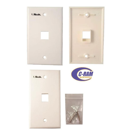 Face Plate Frontal Simple de 1 Puestos Blanco  