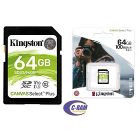 SD Canvas Select Plus 64GB 100mb/s Kingston Micro SD Canvas Select Plus 64GB 100mb/s Kingston