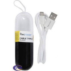 Cable Tipo C a USB A 1mt 2 1A Blanco Tecmaster