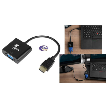 Adaptador de Vídeo HDMI Macho a VGA Hembra XTECH 