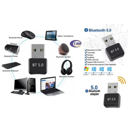 Mini Adaptador Usb Bluetooth 5 0 Transmisor Recept